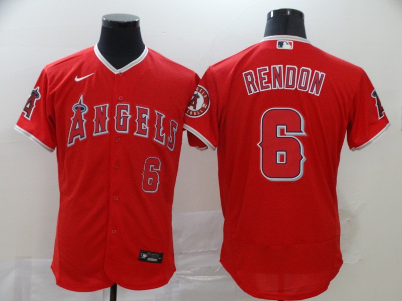 Men's Los Angeles Angels #6 Anthony Rendon 2020 White Cool Base Stitched MLB Jersey